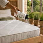 Raintree and Company Carpet Deodorizer, Herb Garden scent, used on a mattress