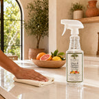 Raintree and Company Glass & Surface Cleaner, Citrus Balm scent, used in a sunroom
