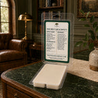 Raintree and Company wax melt clamshell open, showing ingredient label on the back